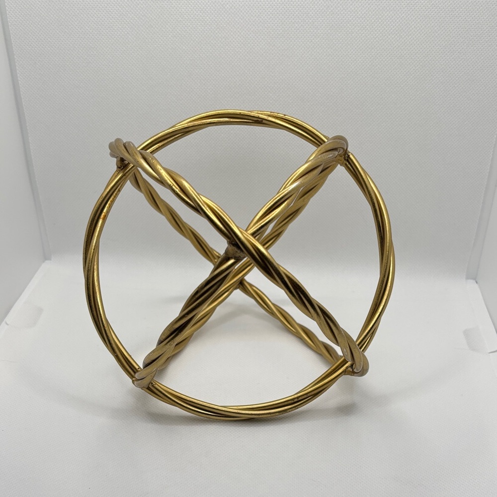 Twisted Gold Color Metal Decorative Sphere Home Modern Deco